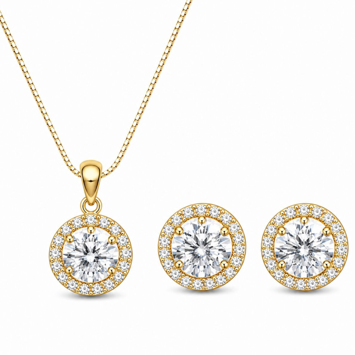 Lustrous Halo 925 sterling silver pendant set front view