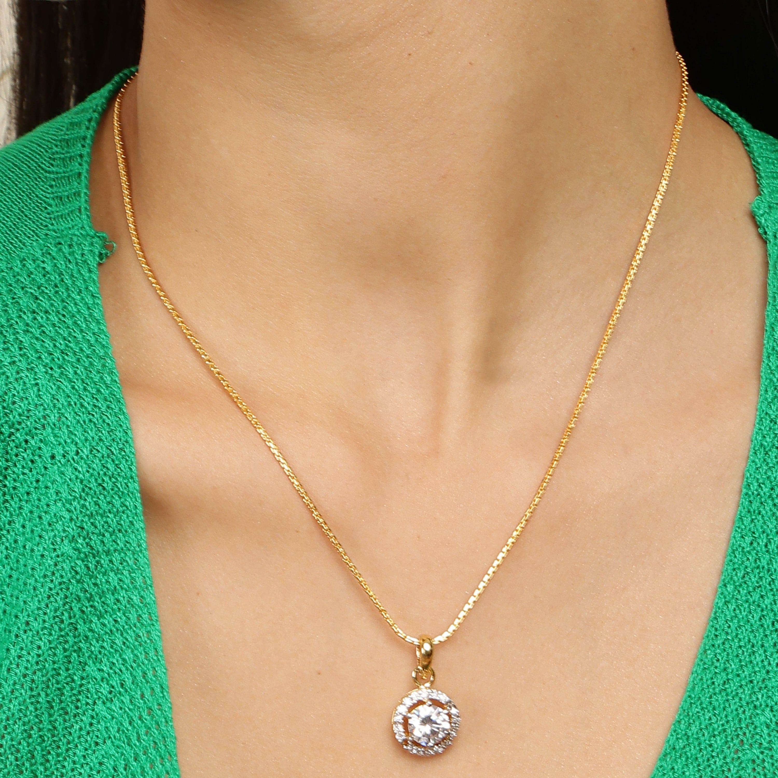 Lustrous Halo sterling silver pendant set lifestyle shot