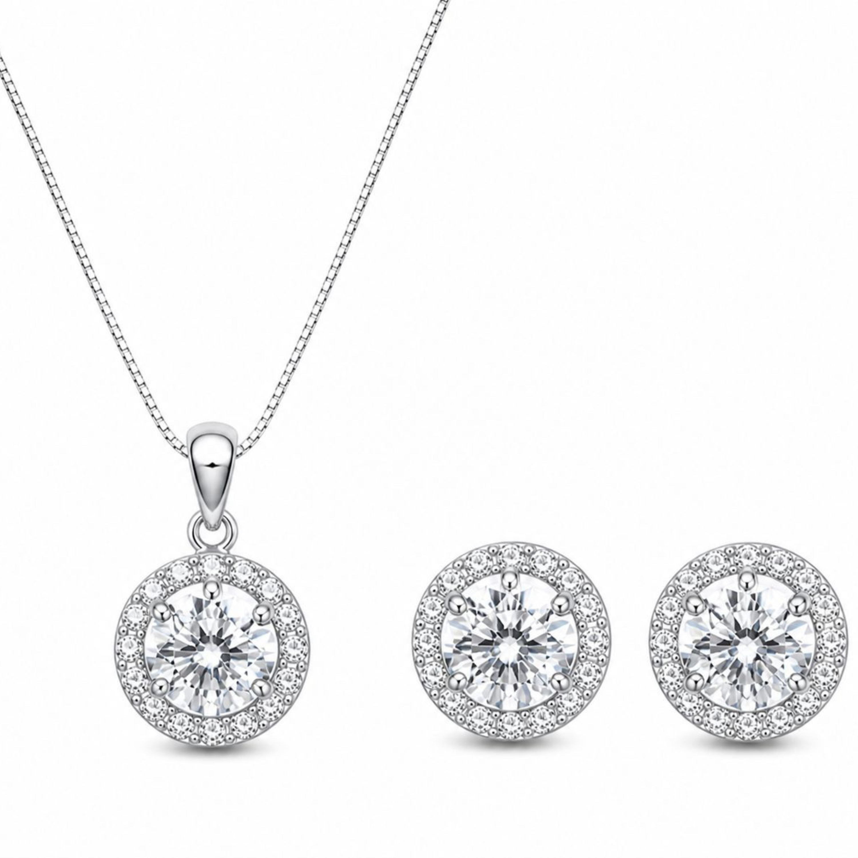 Lustrous Halo sterling silver pendant set worn look