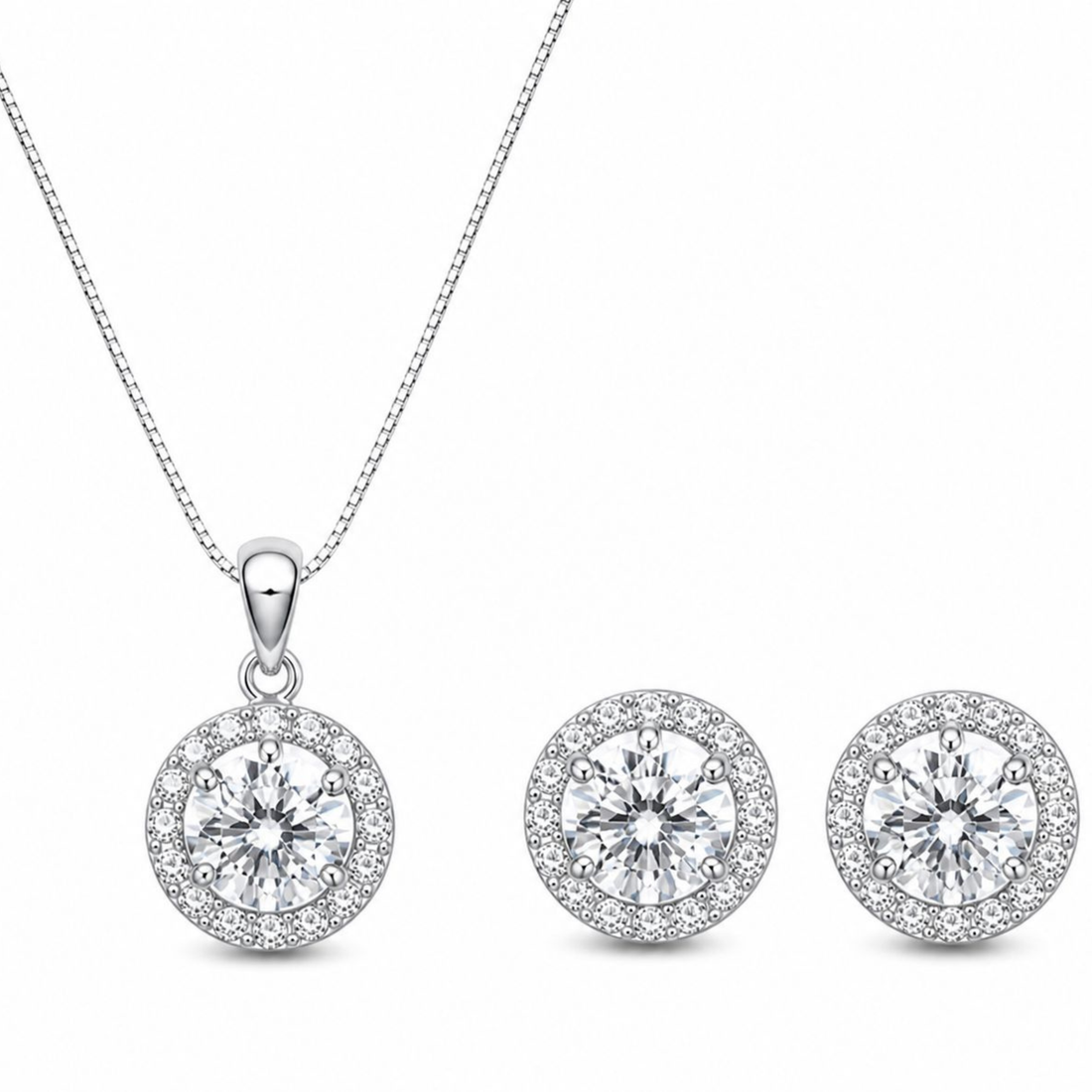 Lustrous Halo sterling silver pendant set worn look