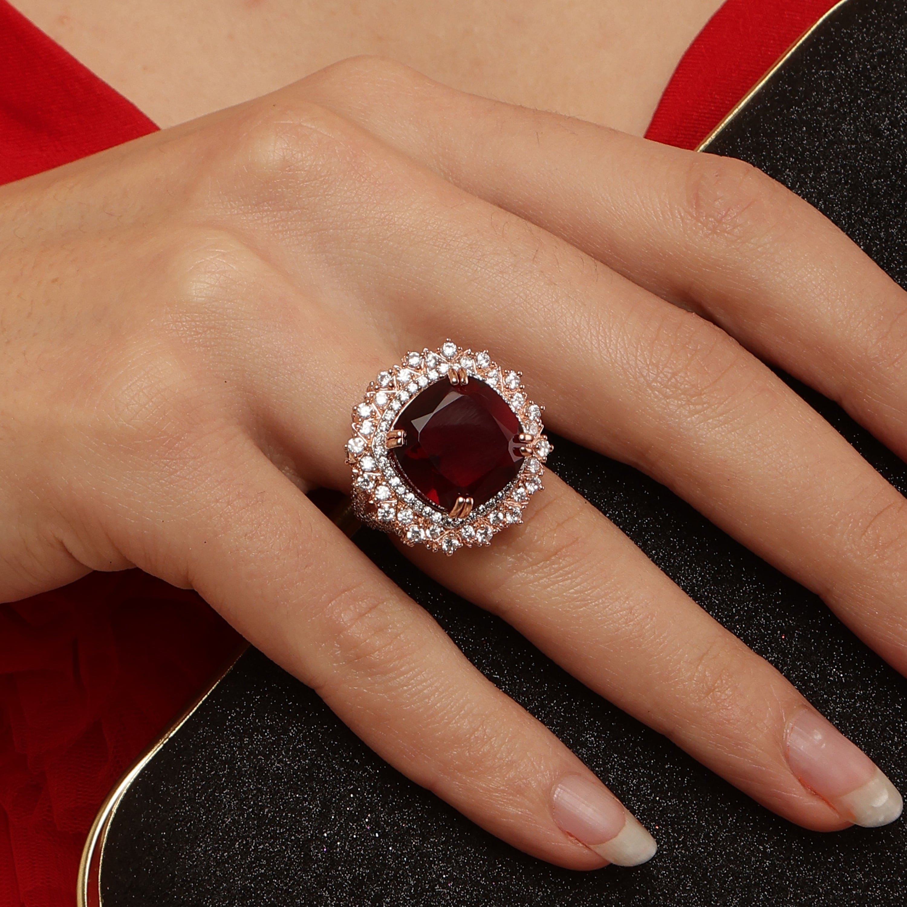 Magnificent Ruby Octa Love sterling silver ring close-up detail