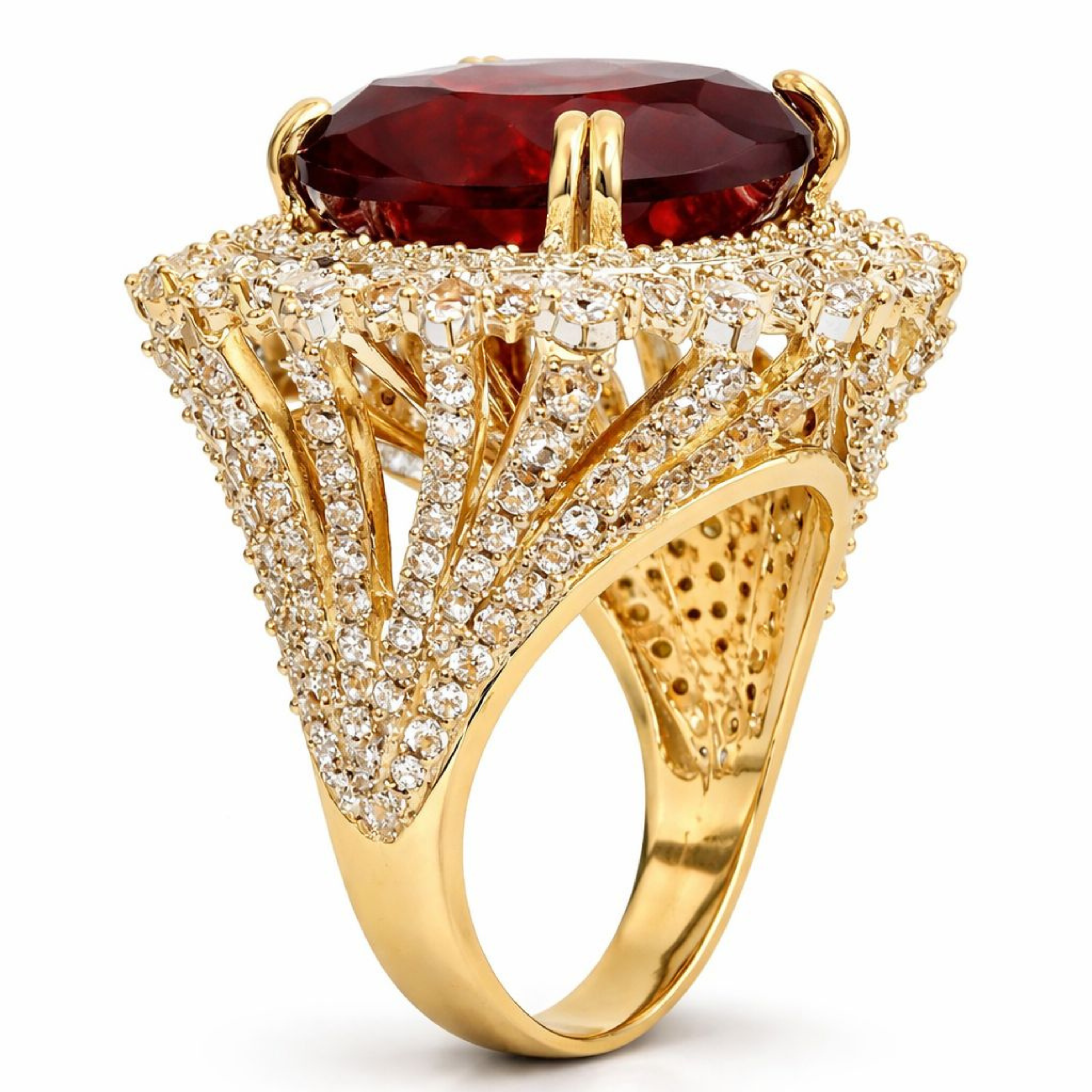 Magnificent Ruby Octa Love 925 sterling silver ring front view