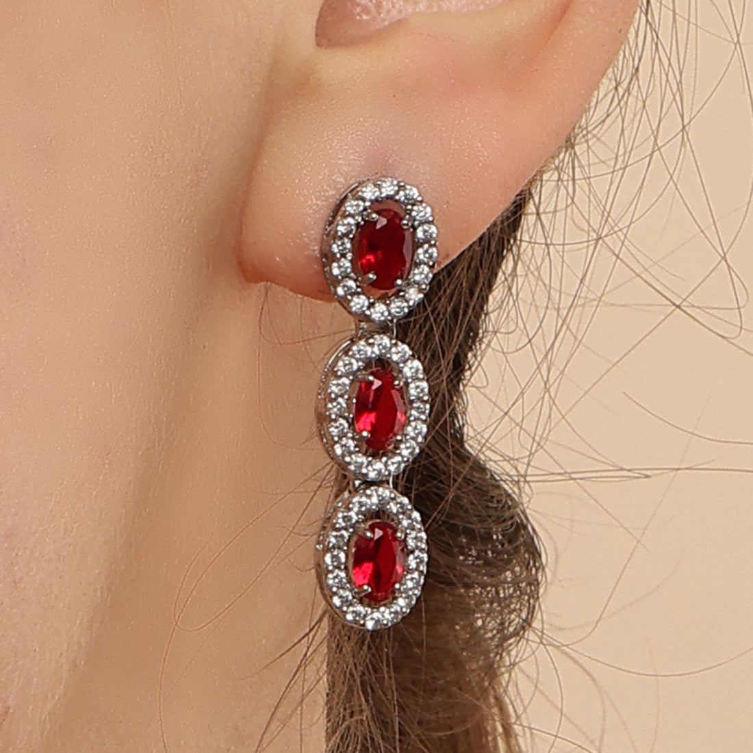 Mesmerising Ruby Bliss sterling silver necklace set worn look