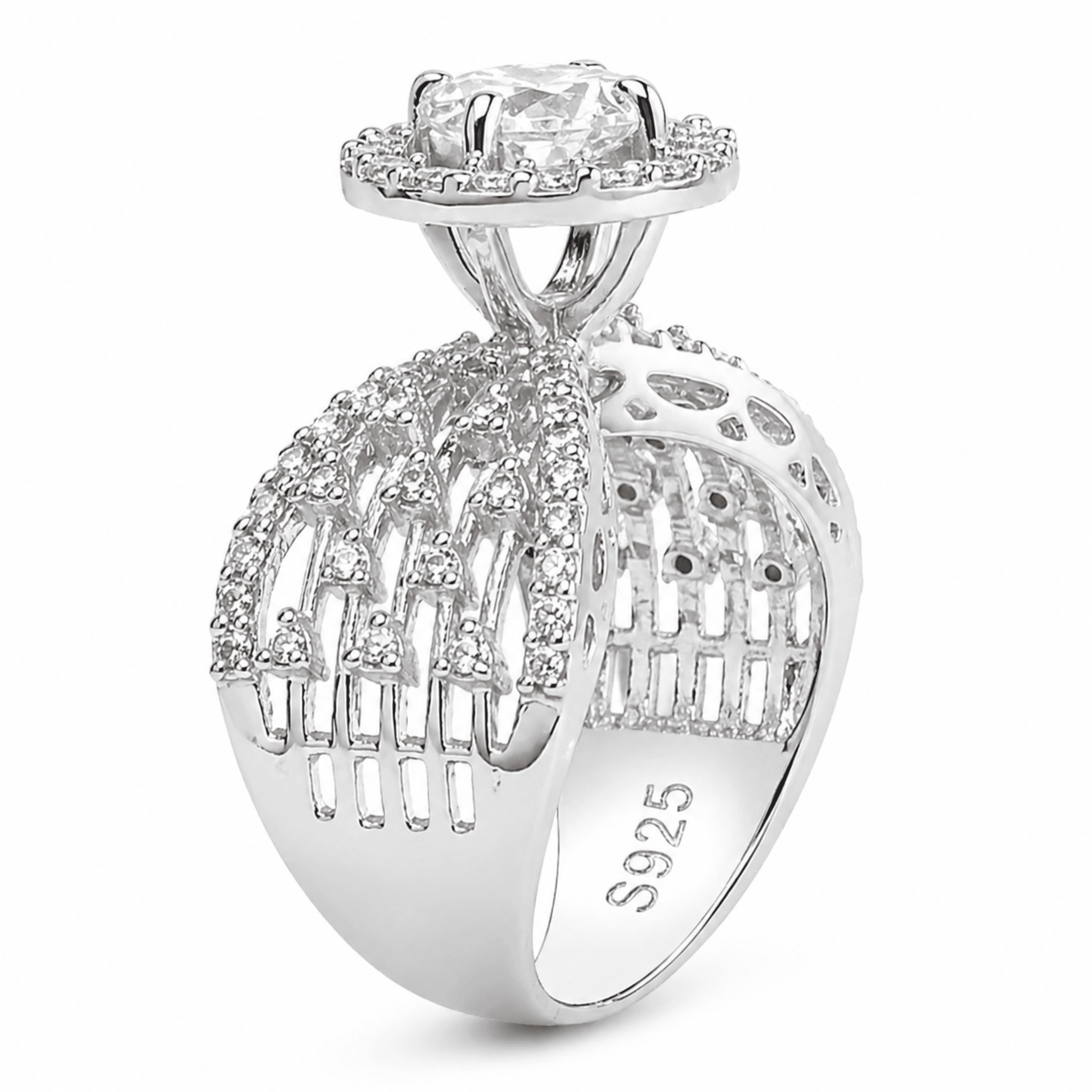 Midnight Mirage 925 sterling silver ring front view