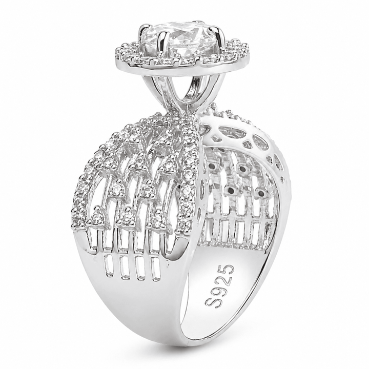 Midnight Mirage 925 sterling silver ring front view