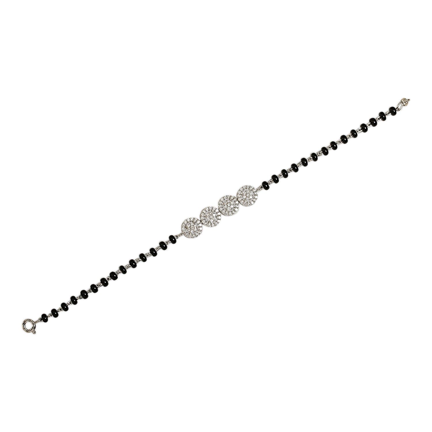 Mini Solitaire Halo 925 sterling silver bracelet front view