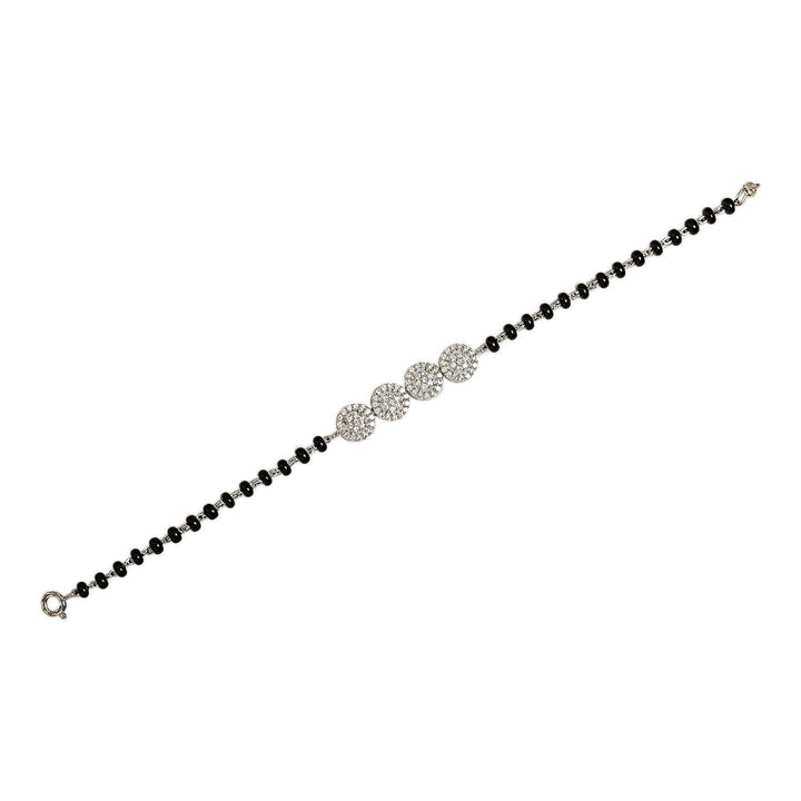 Mini Solitaire Halo 925 sterling silver bracelet front view
