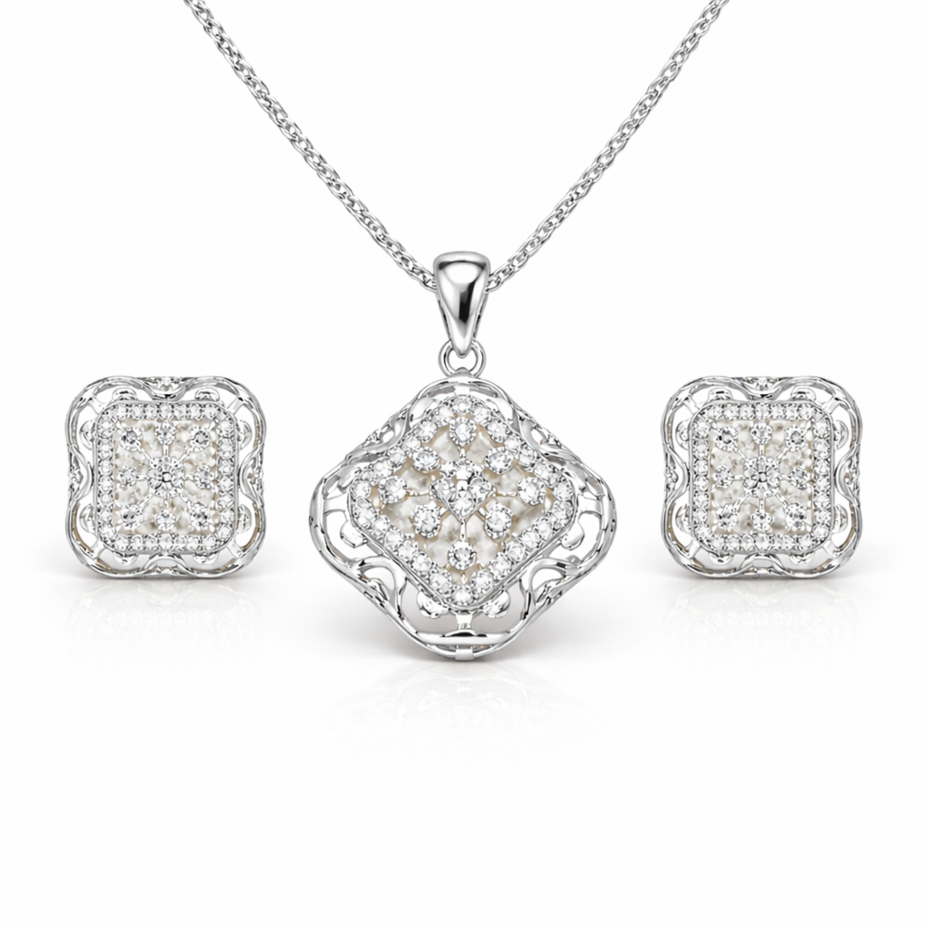 Mystic Elegance sterling silver pendant set worn look