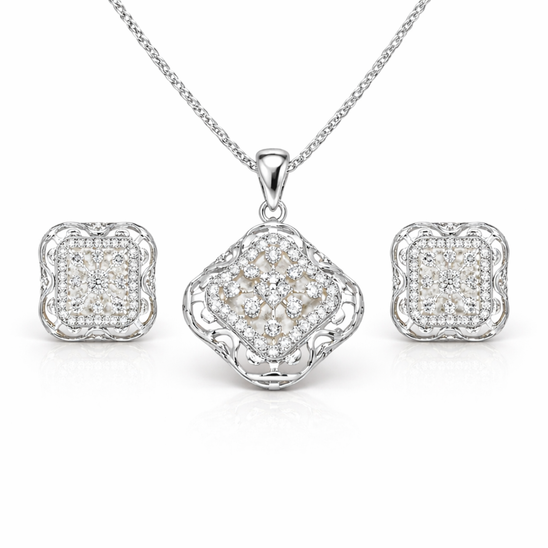 Mystic Elegance sterling silver pendant set worn look
