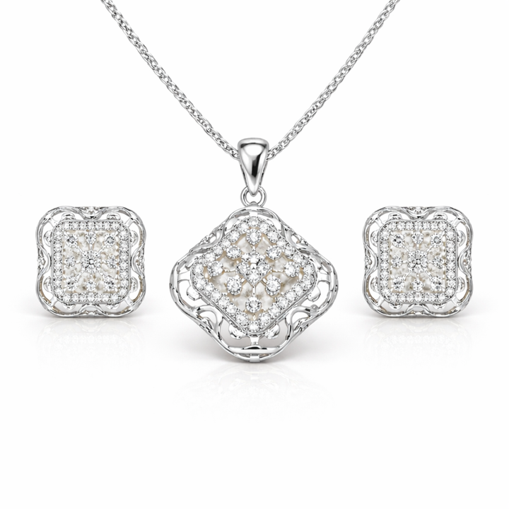 Mystic Elegance sterling silver pendant set worn look
