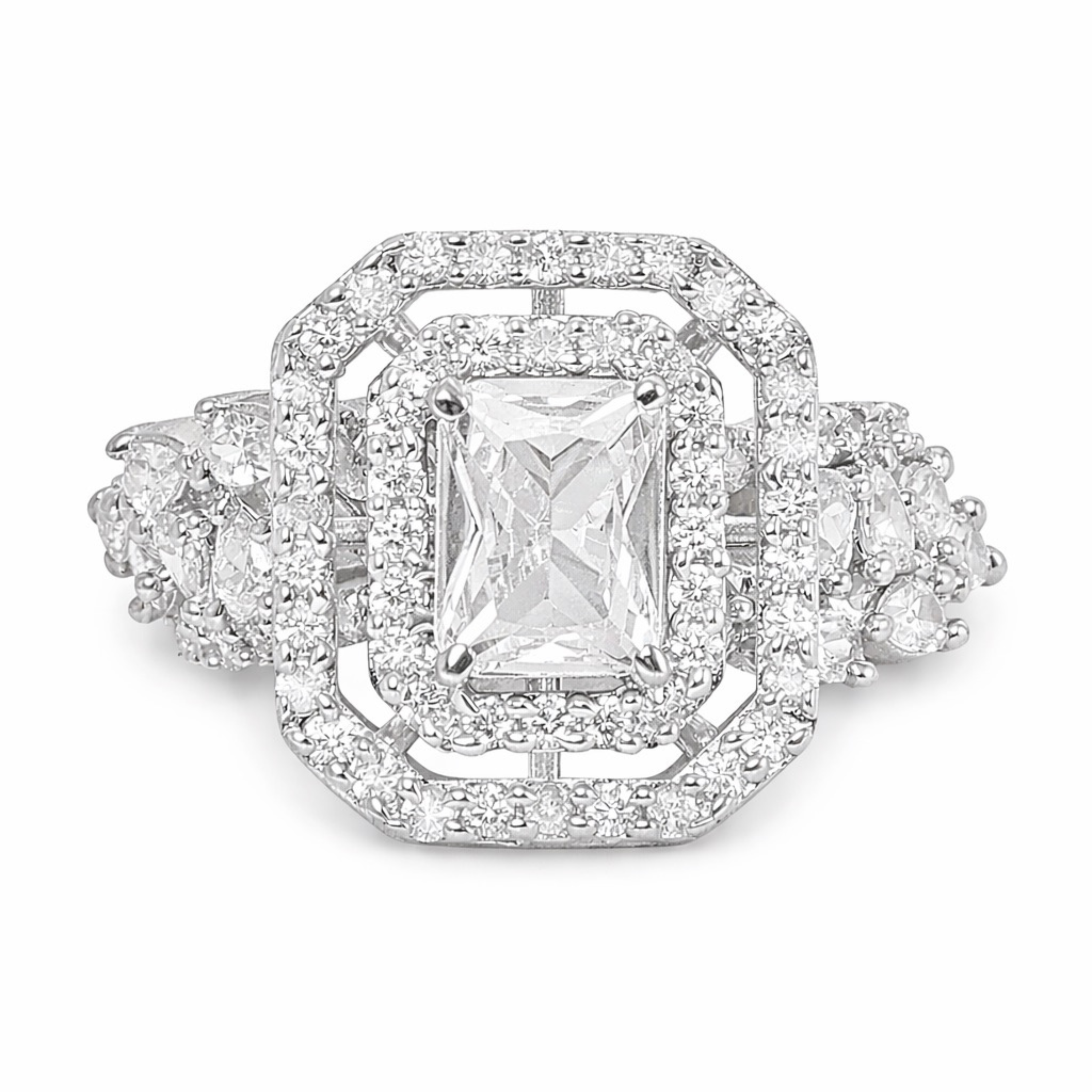 Mystic Embrace marquise 925 sterling silver ring front view