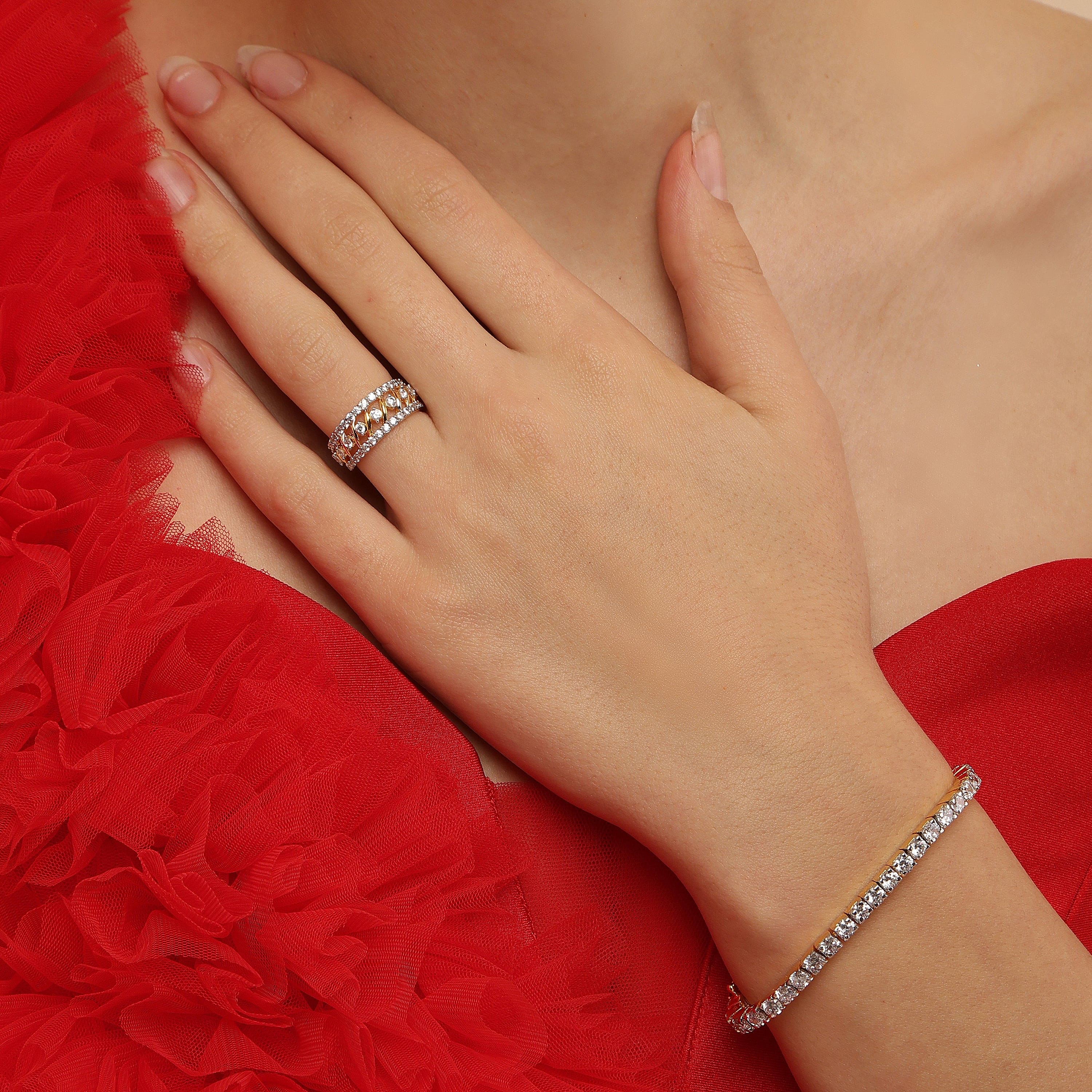 Nakshatra Single Line sterling silver bracelet worn on wrist