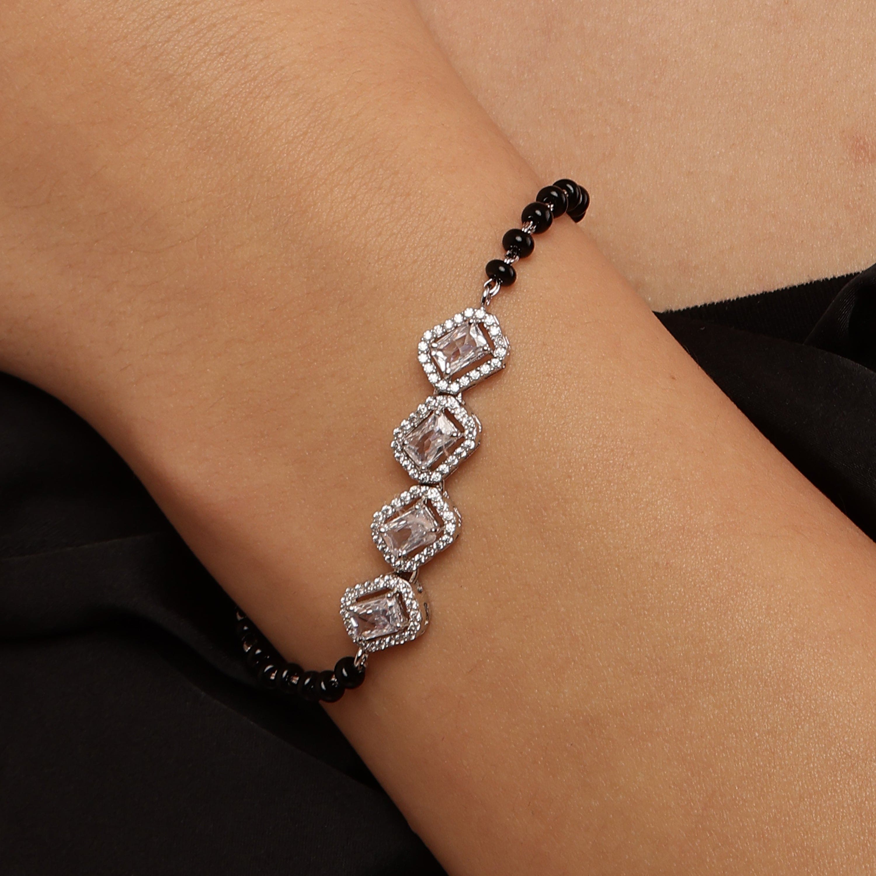 Ocean's Embrace Mangalsutra sterling silver bracelet close-up detail
