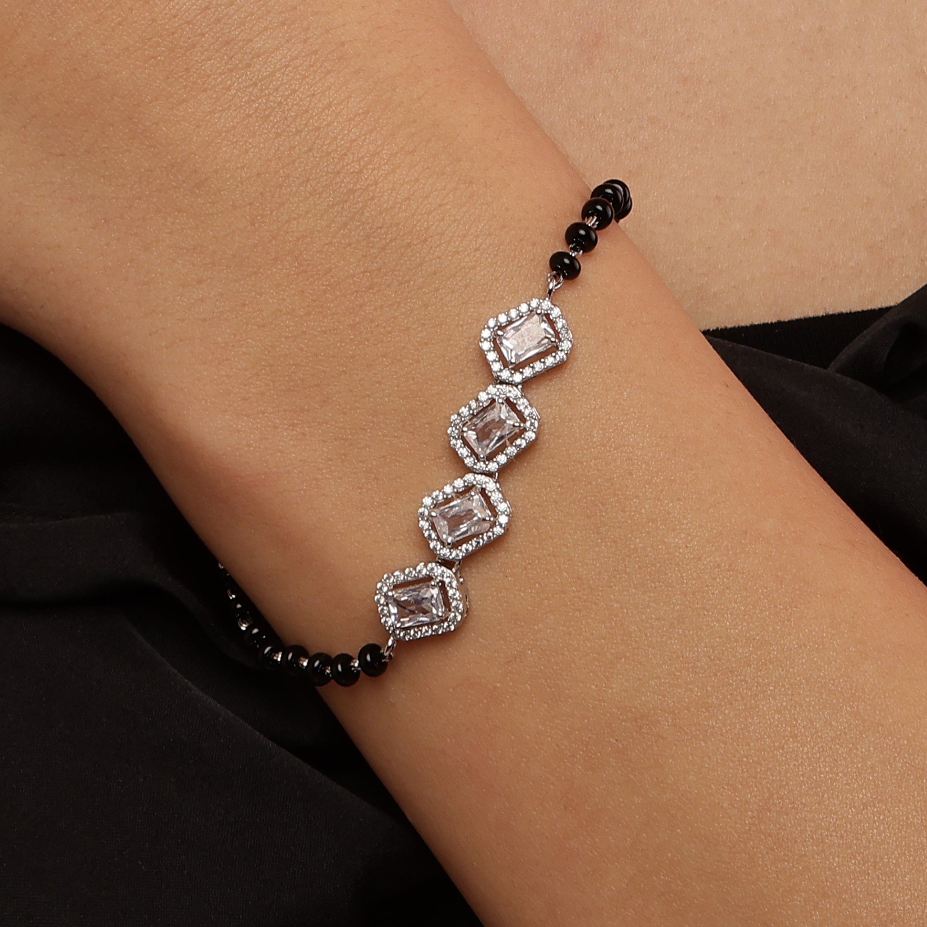 Ocean's Embrace Mangalsutra 925 sterling silver bracelet front view