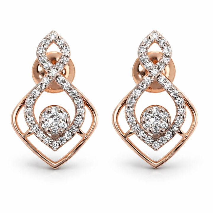 Oh My Heart Rose Gold sterling silver earrings yellow gold detail