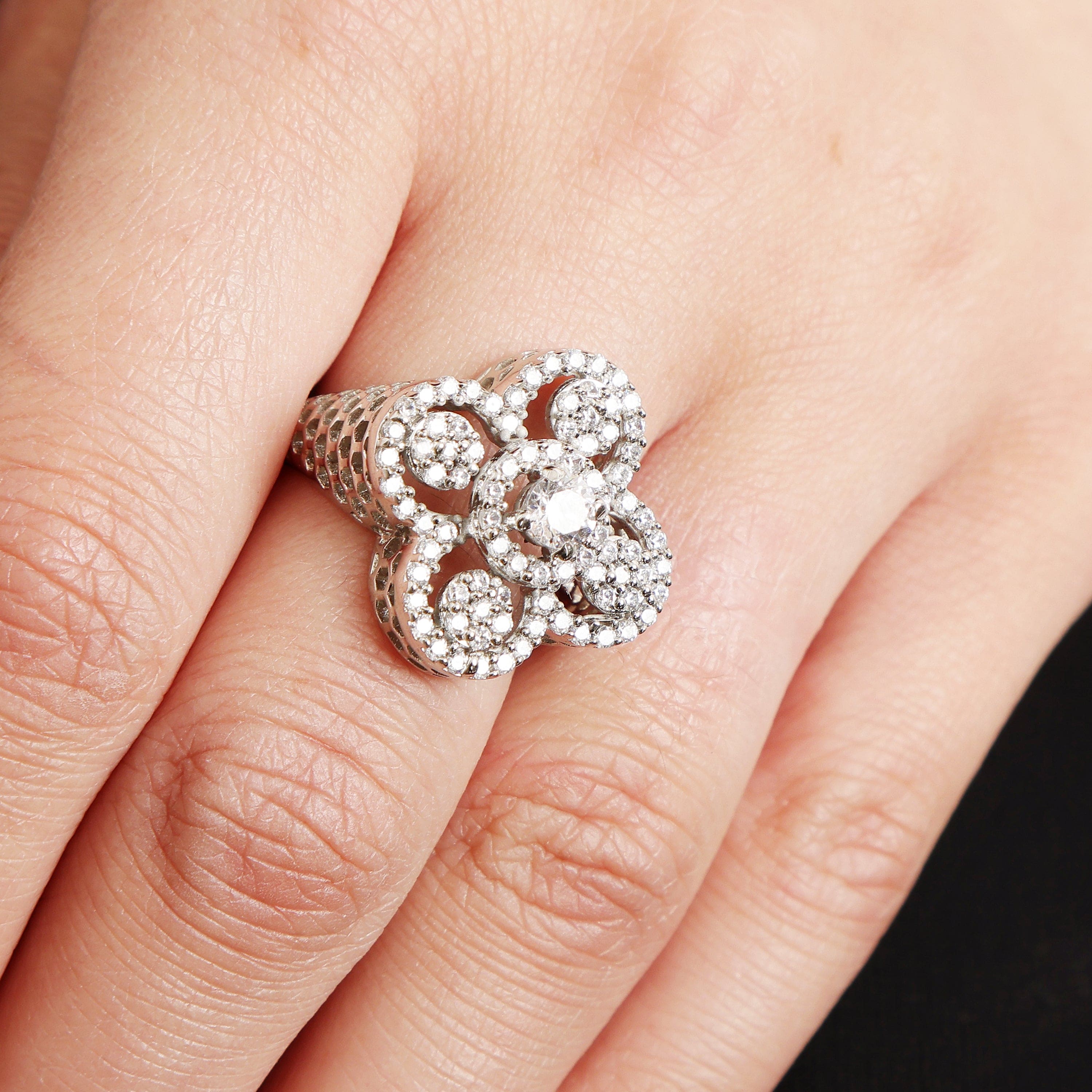 Petal Whisper 925 sterling silver ring lifestyle shot