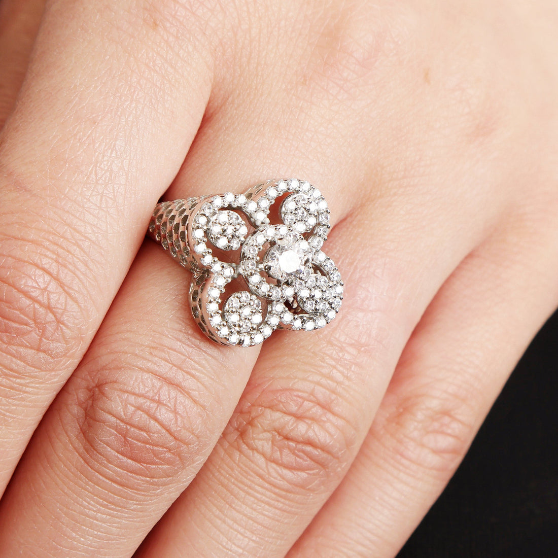 Petal Whisper 925 sterling silver ring lifestyle shot