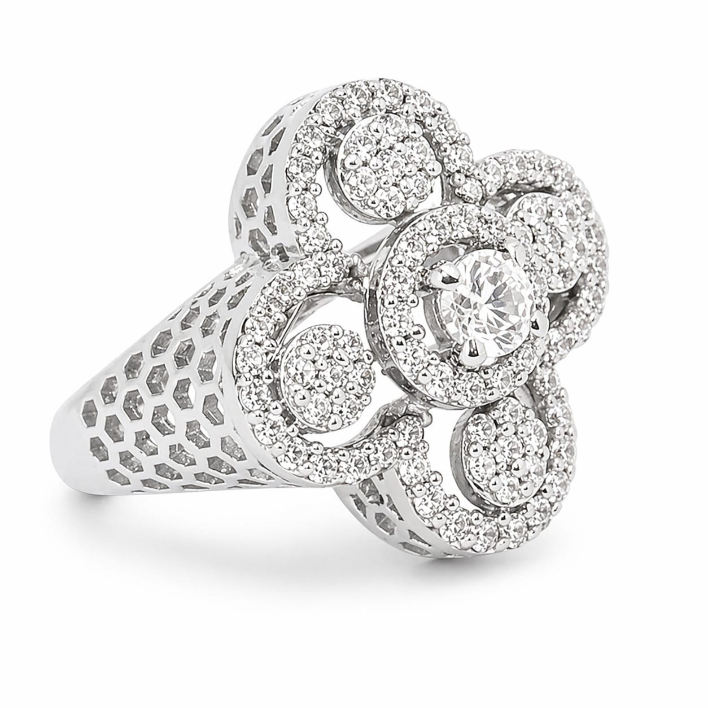 Petal Whisper 925 sterling silver ring side angle view