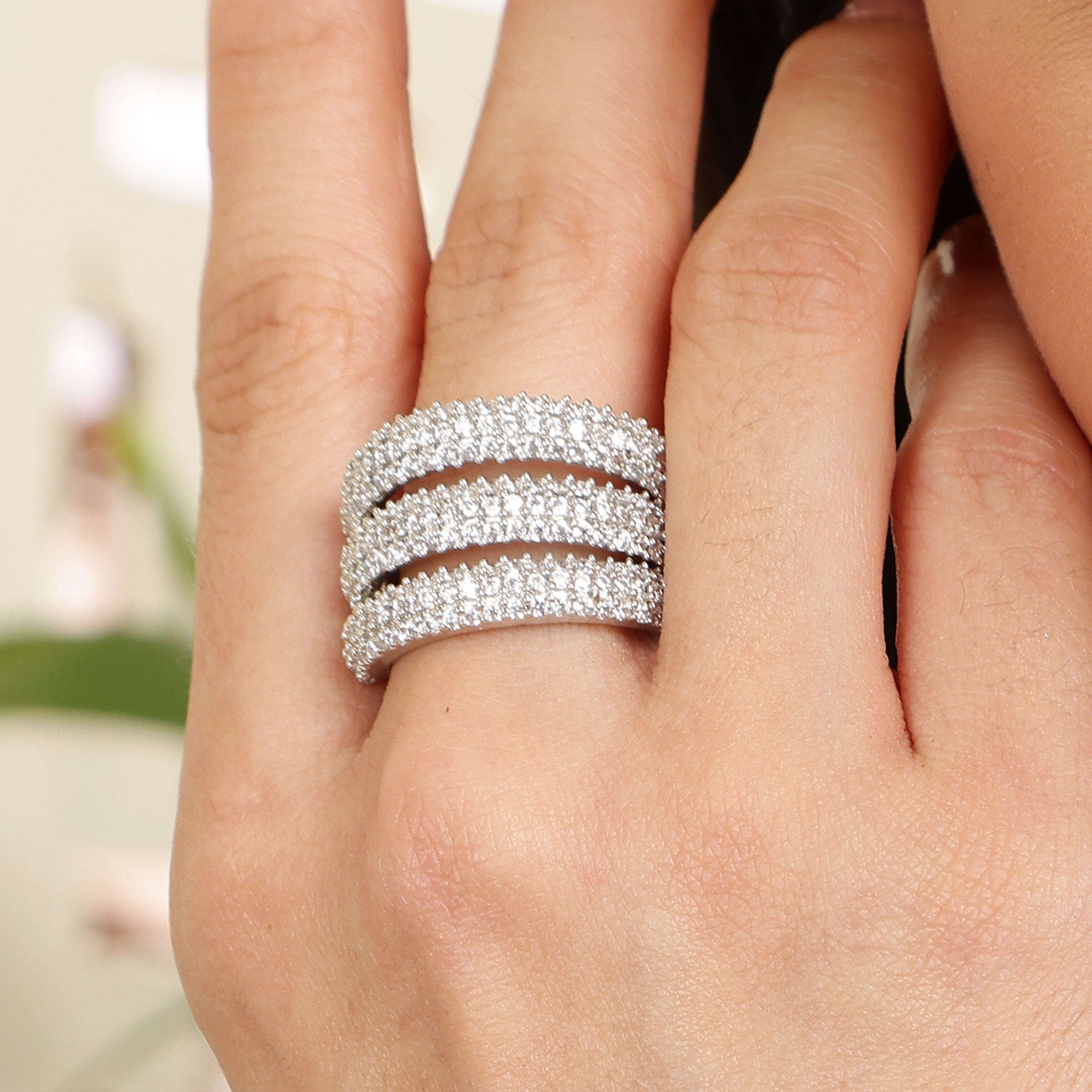 Promise in Silver sterling silver ring worn on hand