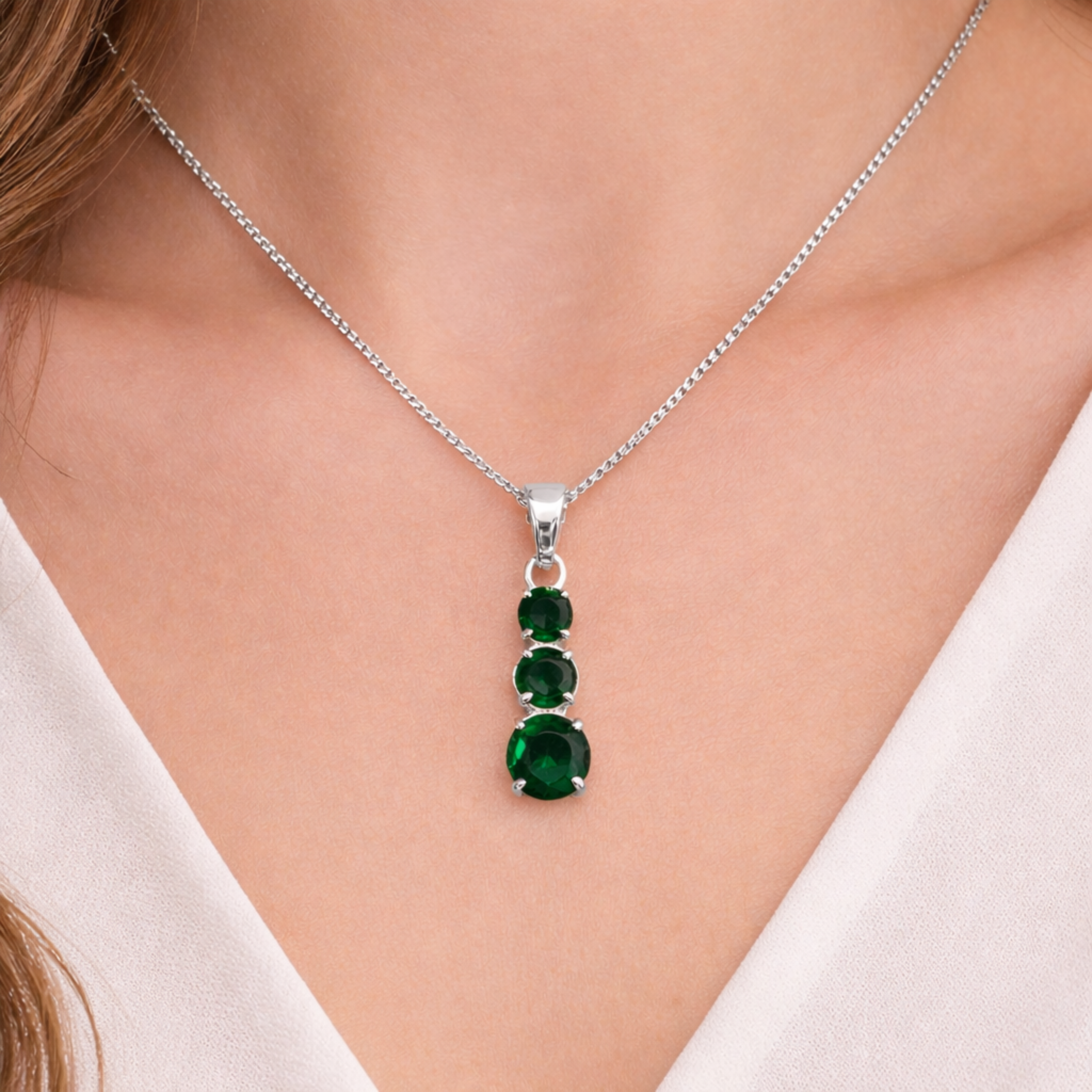 Queen's Charm Trio sterling silver pendant worn look