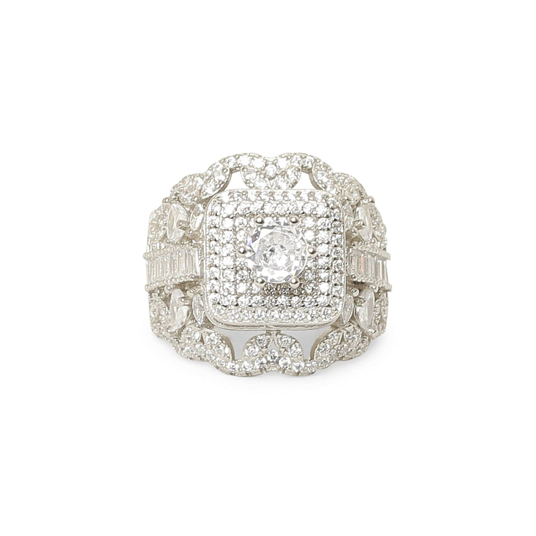 Queen's Crown sterling silver ring worn on hand