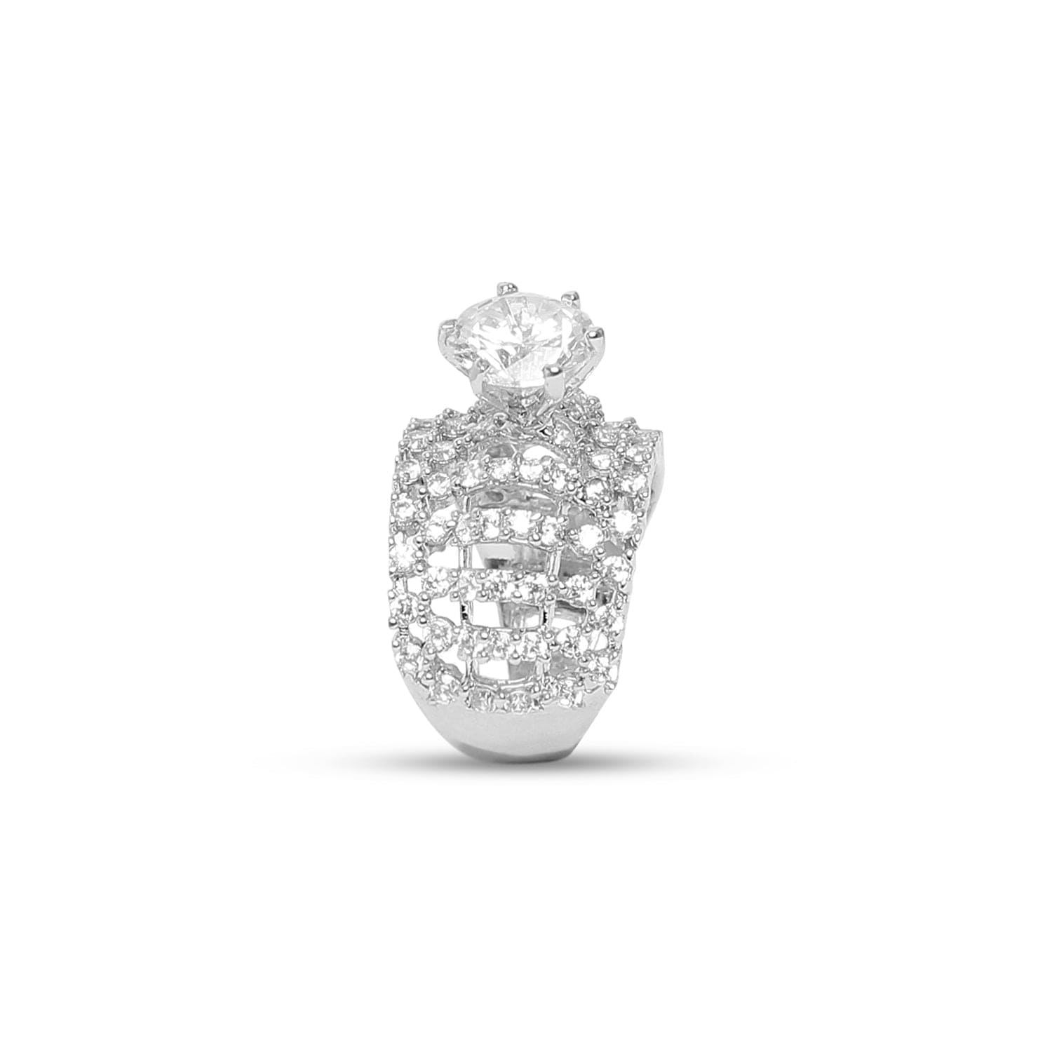 Queen's Crown cubic sterling silver ring worn on hand