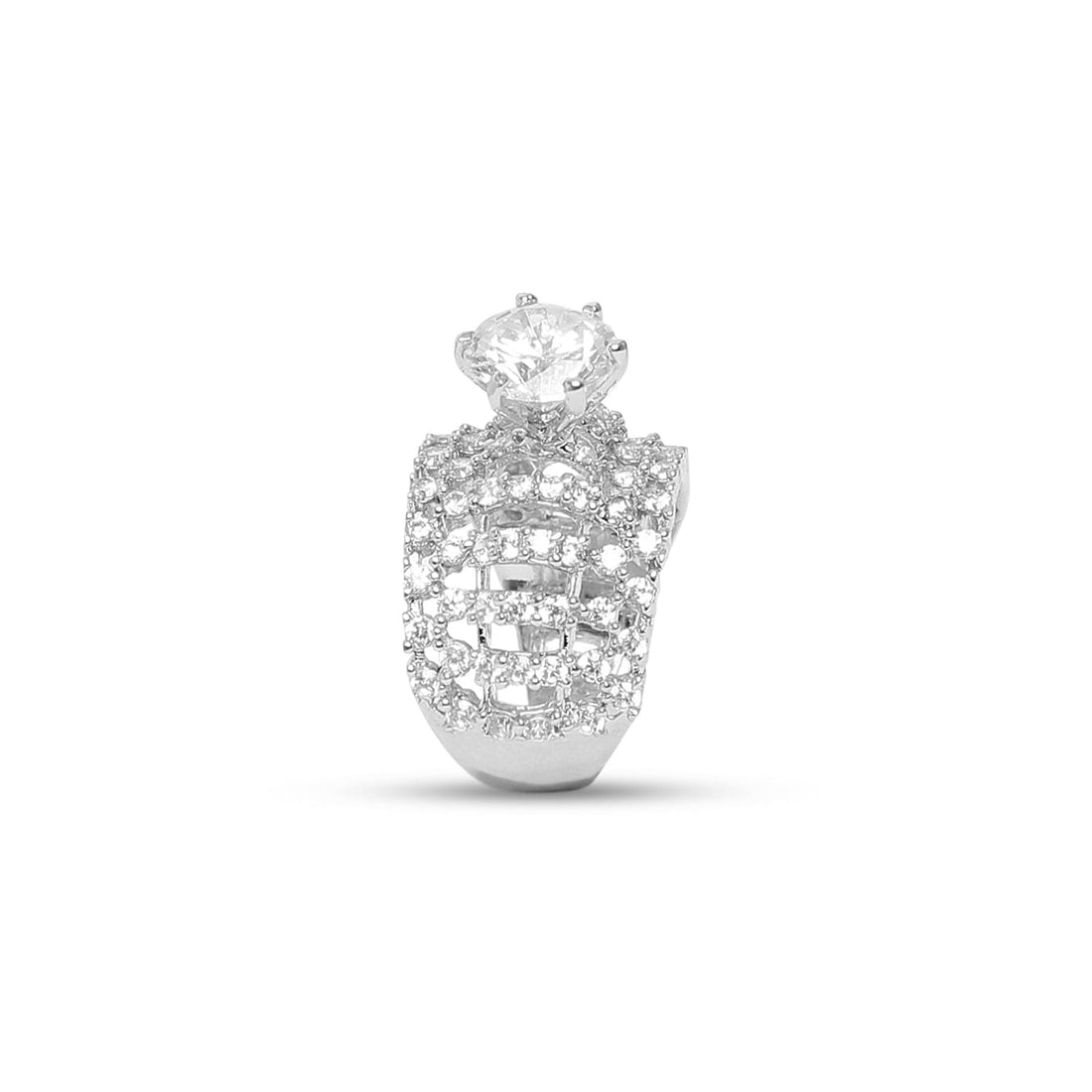 Queen's Crown cubic sterling silver ring worn on hand