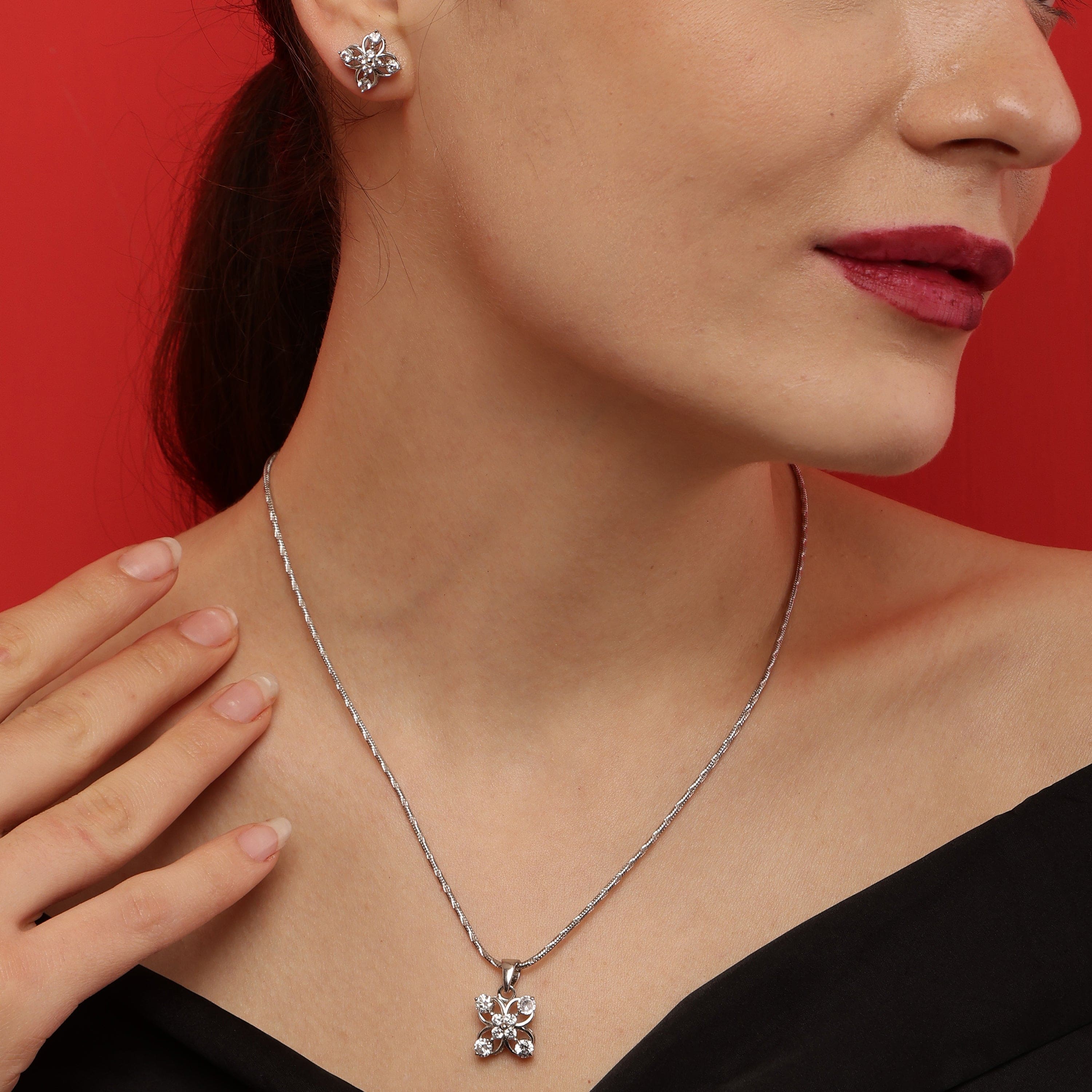 Radiance Redefined sterling silver pendant set worn look