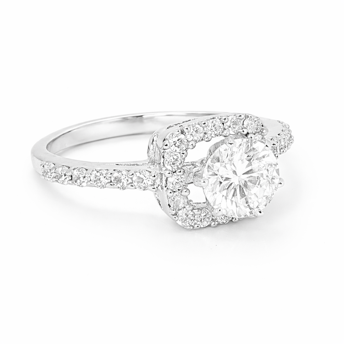 Radiant Minimal 925 sterling silver ring front view