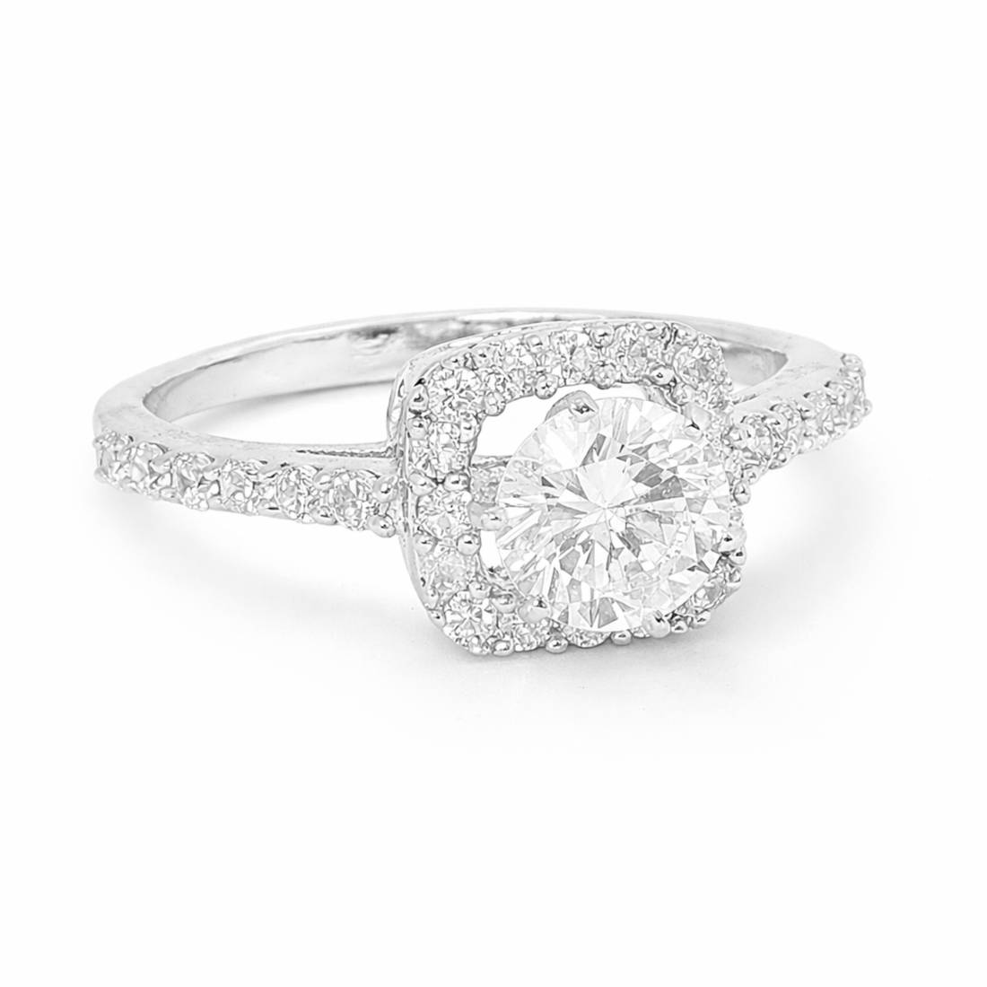 Radiant Minimal 925 sterling silver ring side angle view