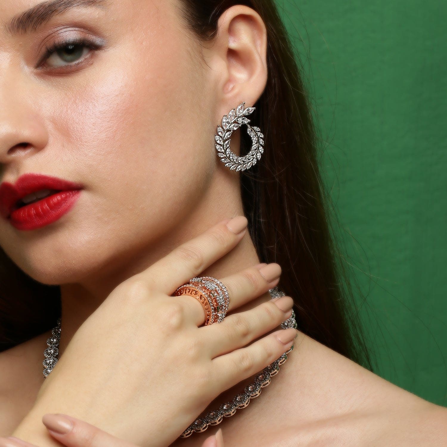Radiant Statement 925 sterling silver earrings front view