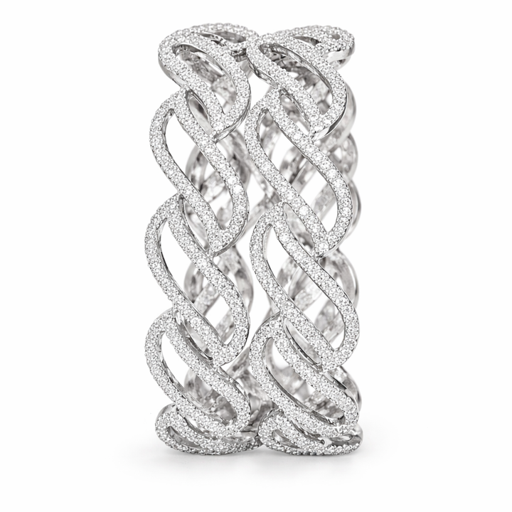 Radiant Swirl 925 sterling silver bangle front view