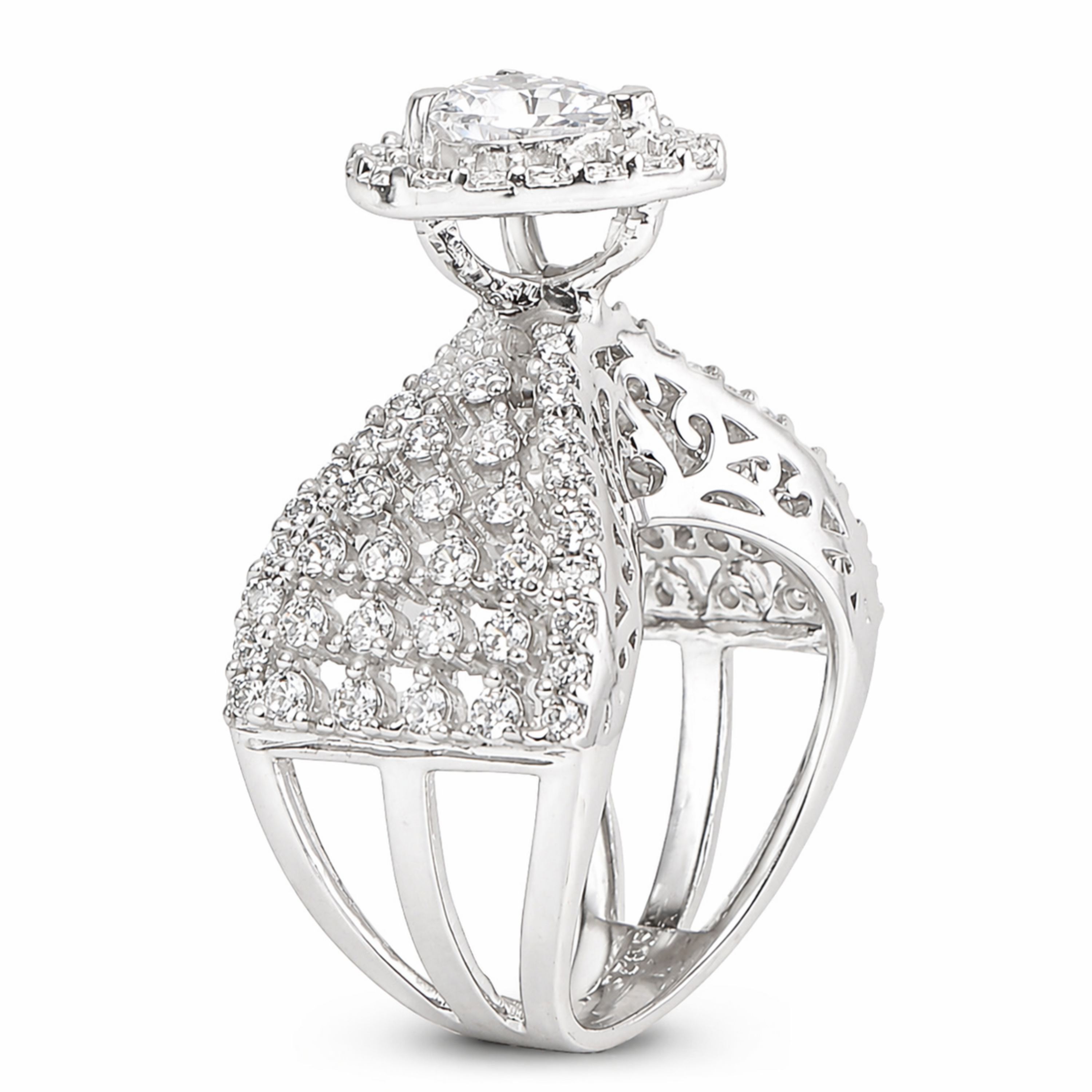 Ravishing Heart solitaire mounted 925 sterling silver ring front view