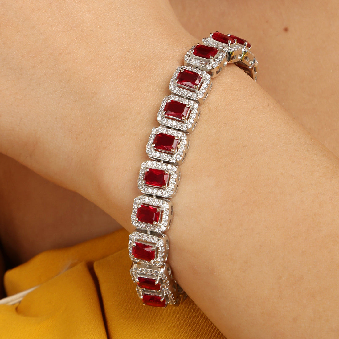 Regal Radiance sterling silver bracelet side angle view