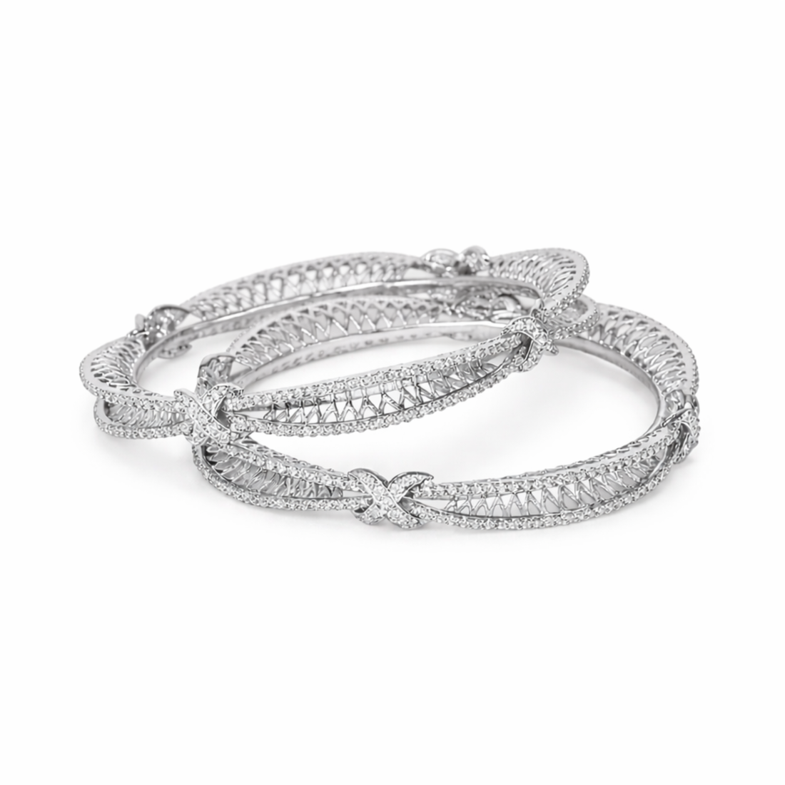 Rosette Diamond 925 sterling silver bangle alternate angle view