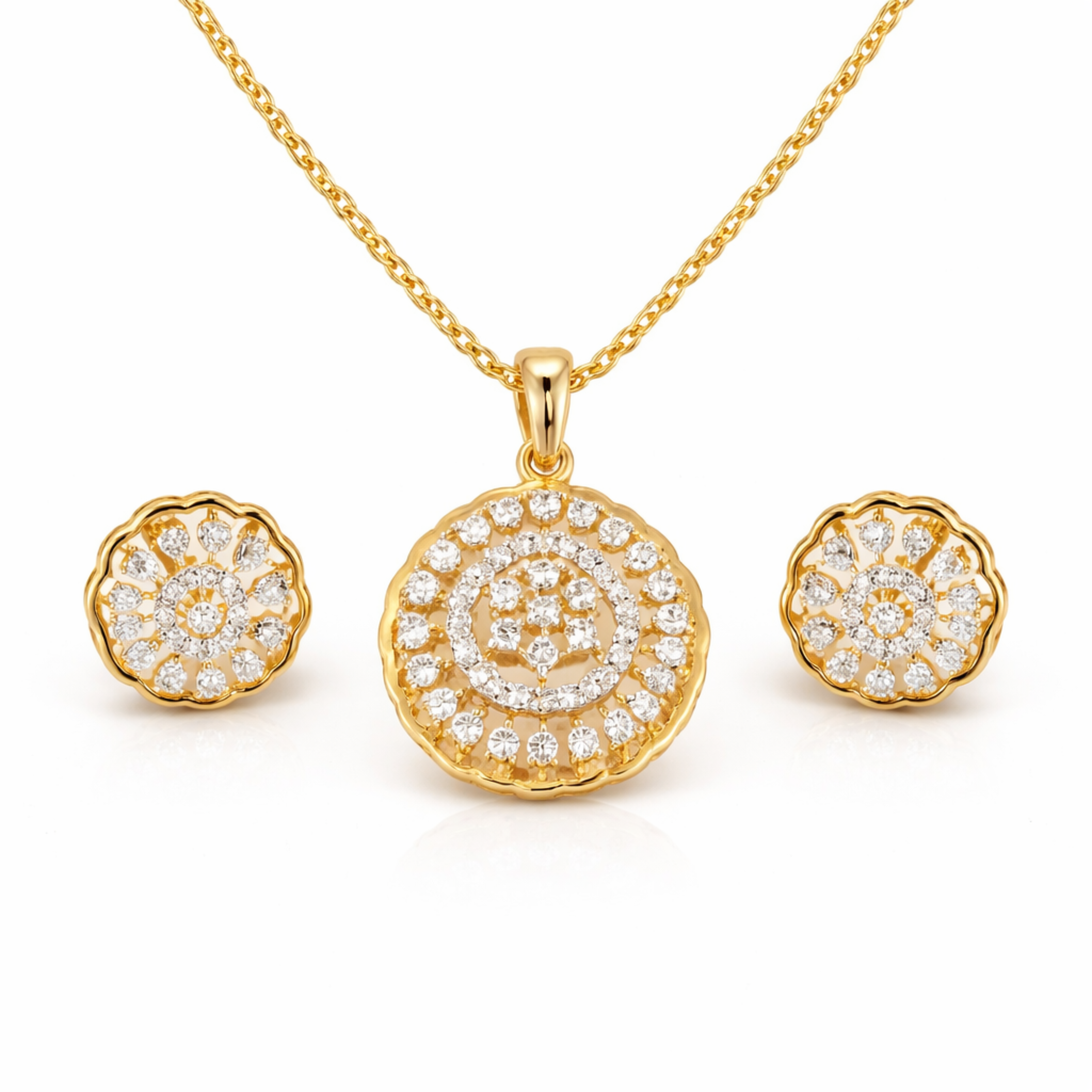Rosette Shine 925 sterling silver pendant set front view