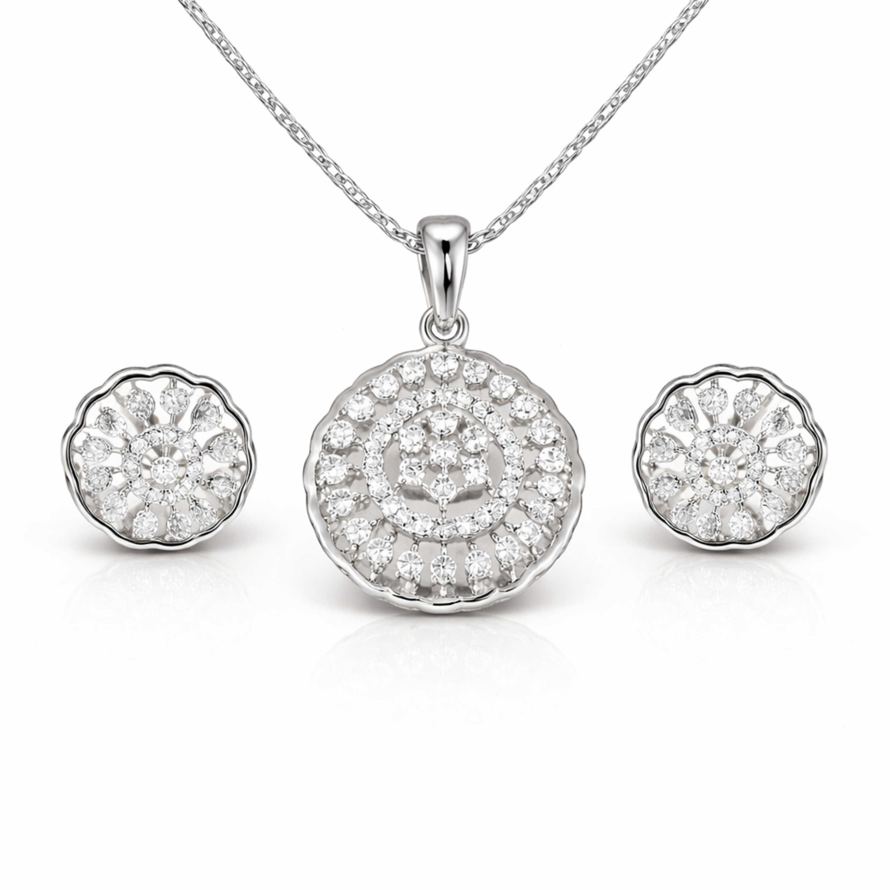 Rosette Shine sterling silver pendant set worn look