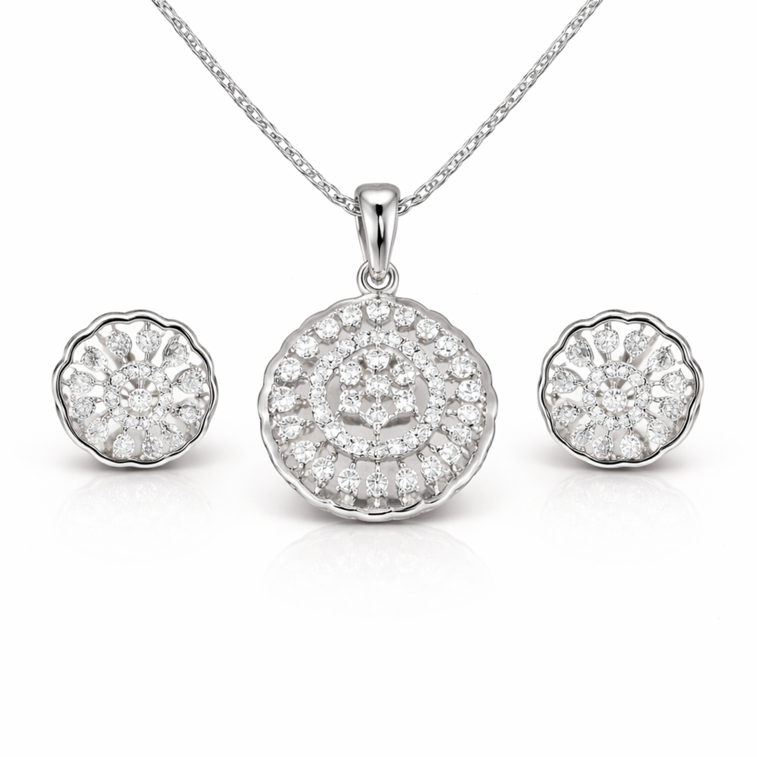 Rosette Shine sterling silver pendant set worn look