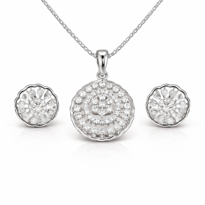 Rosette Shine sterling silver pendant set worn look