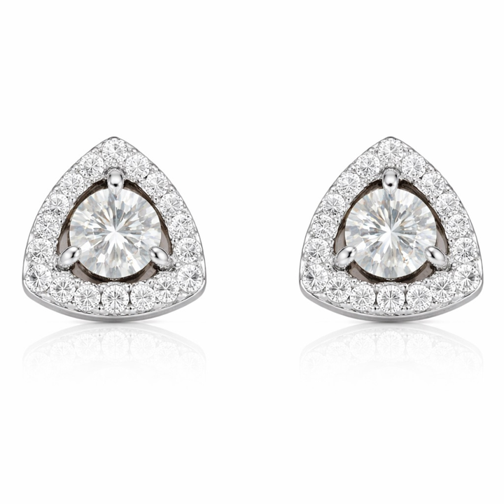 Royal Aura Trillion Cut 925 sterling silver studs front view