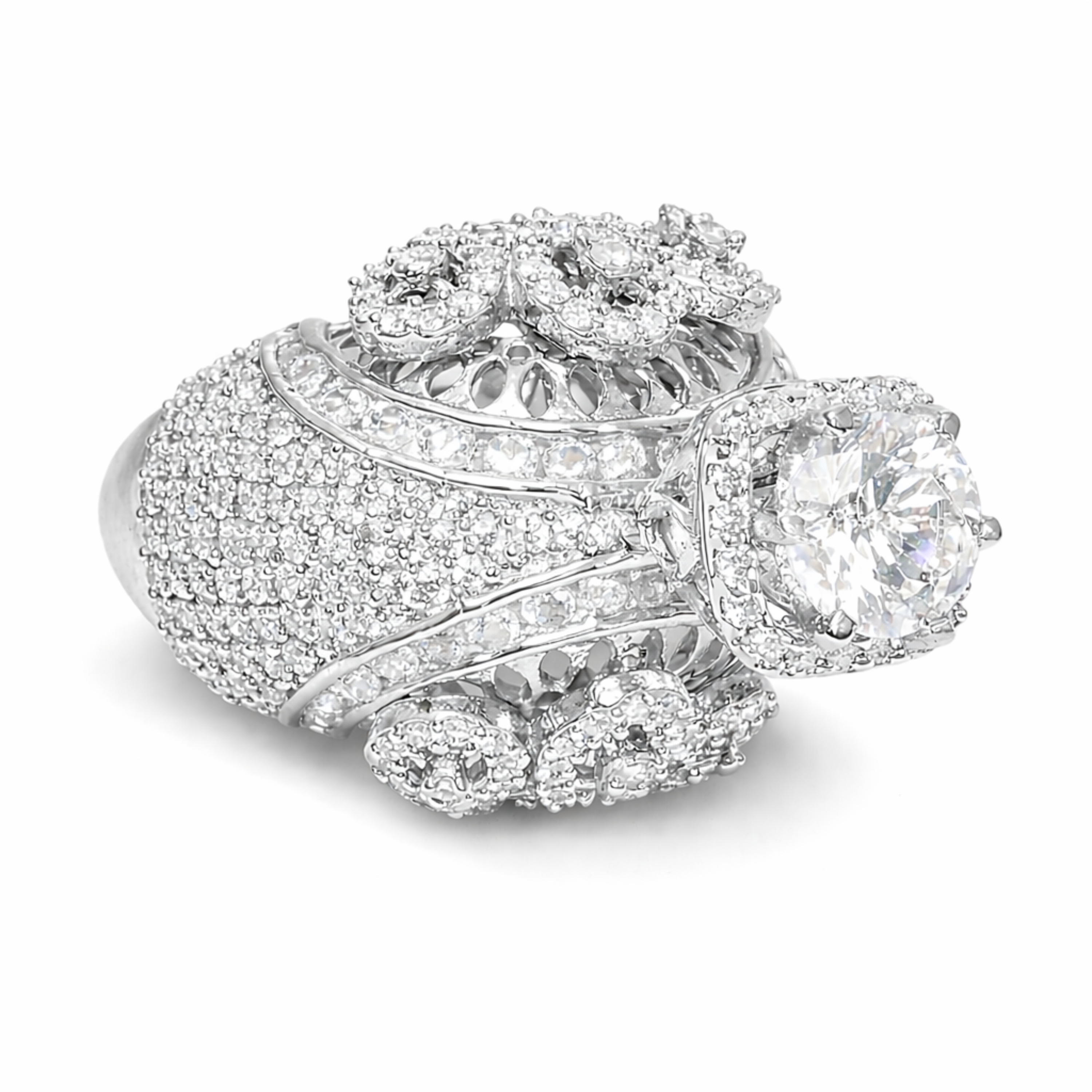 Royal Cluster sterling silver ring band detail