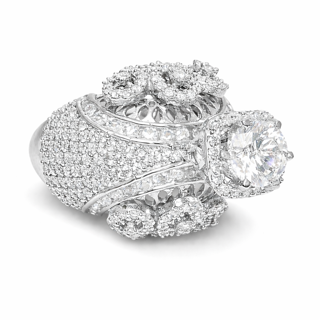 Royal Cluster sterling silver ring band detail