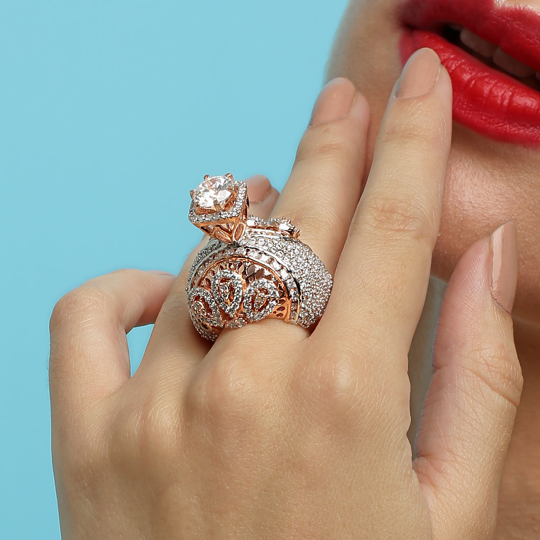 Royal Cluster sterling silver ring close-up detail
