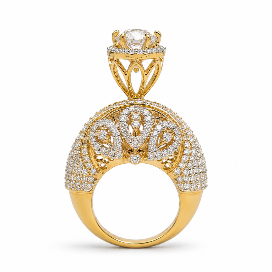 Royal Cluster 925 sterling silver ring front view
