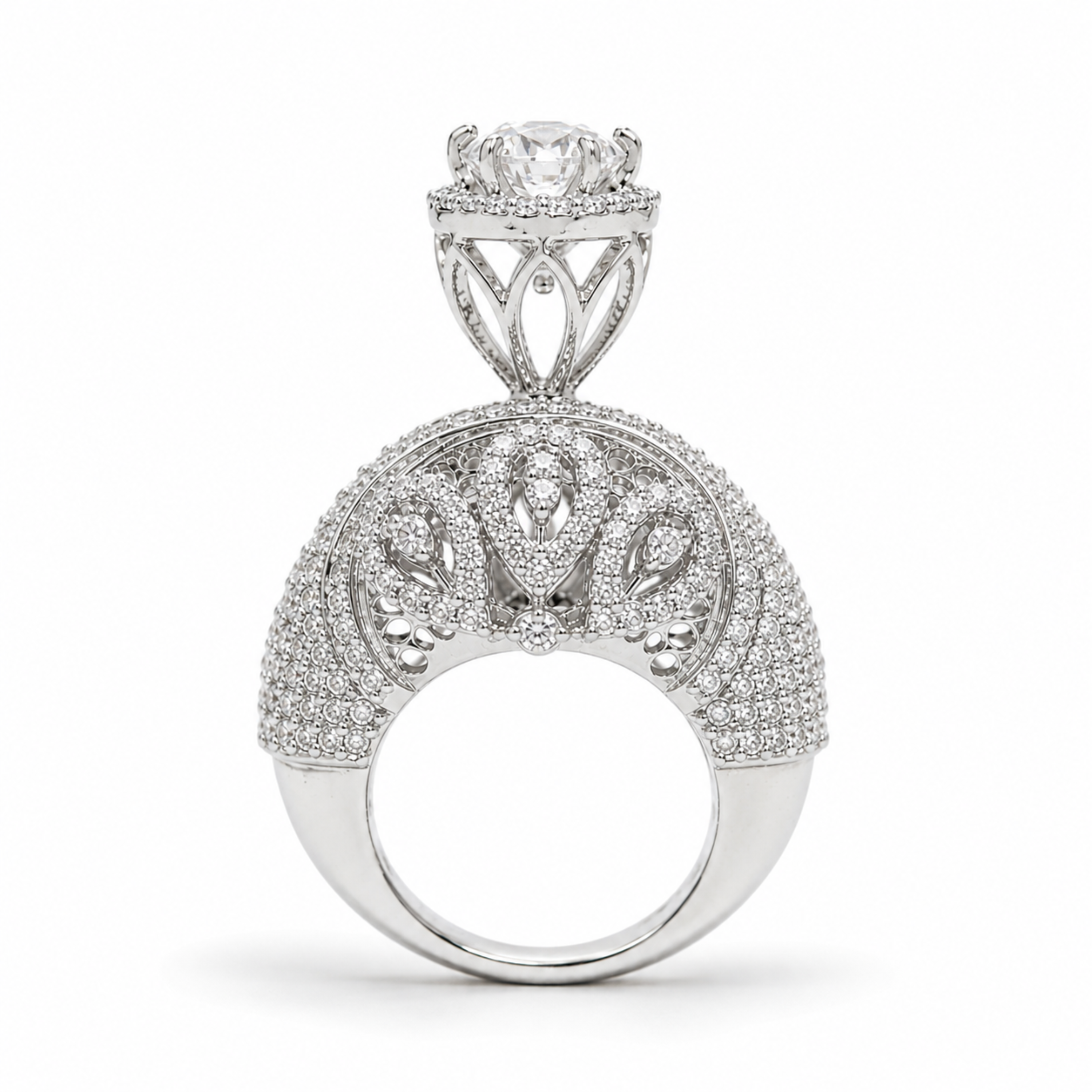 Royal Cluster sterling silver ring worn on hand