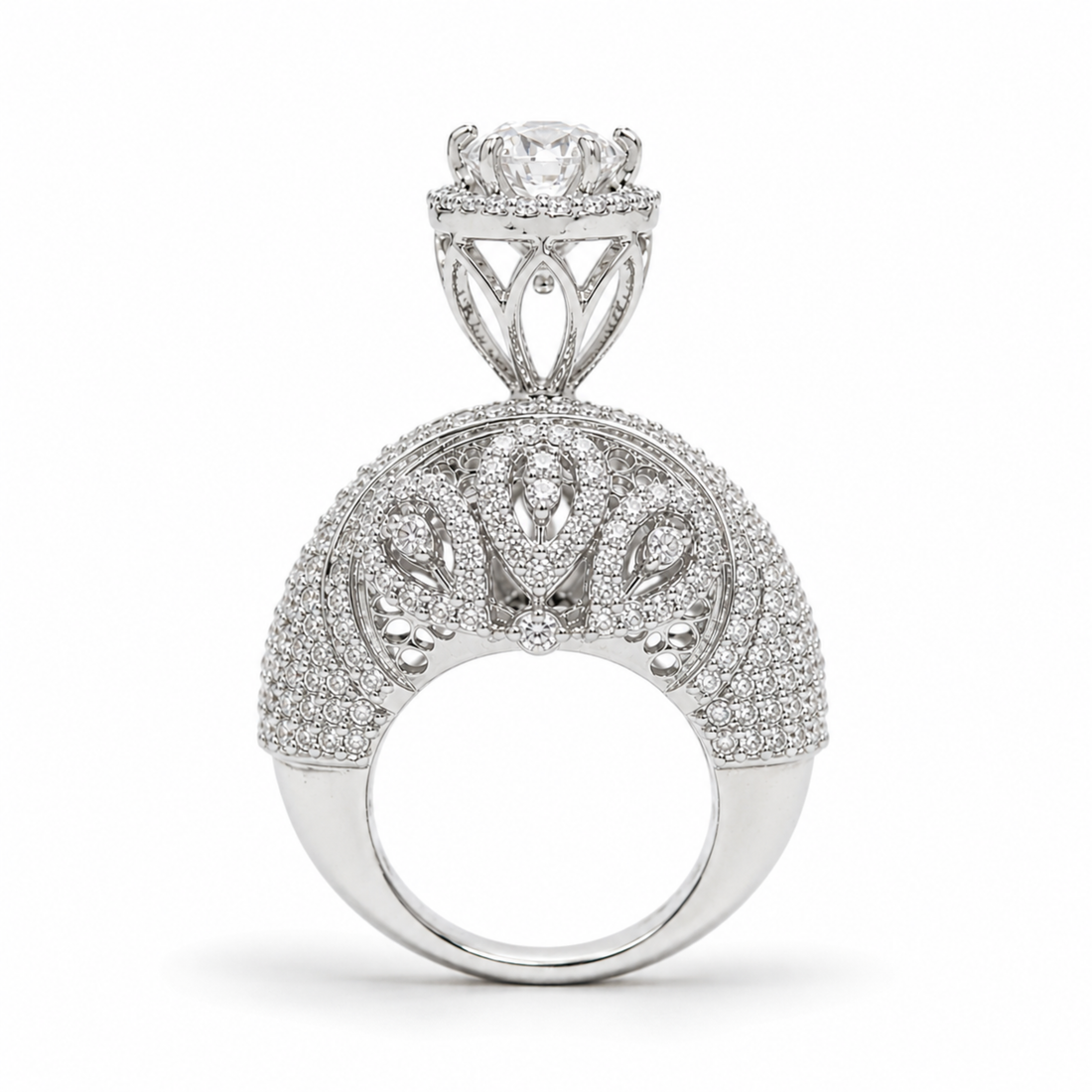 Royal Cluster sterling silver ring worn on hand