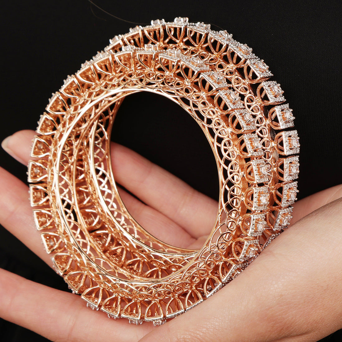 Royal Embers Pacheli sterling silver bangles filigree detail