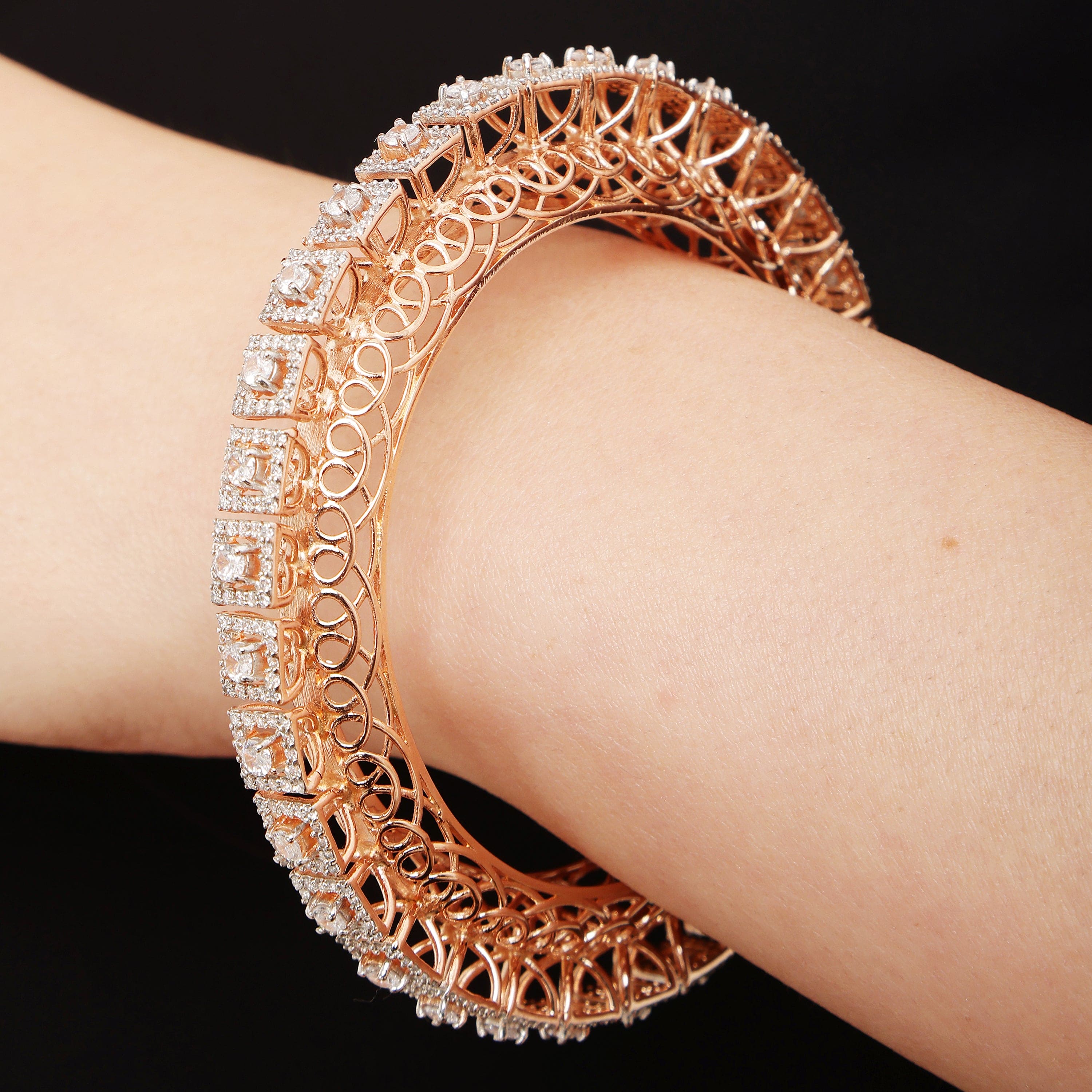 Royal Embers Pacheli 925 sterling silver bangles worn on wrist