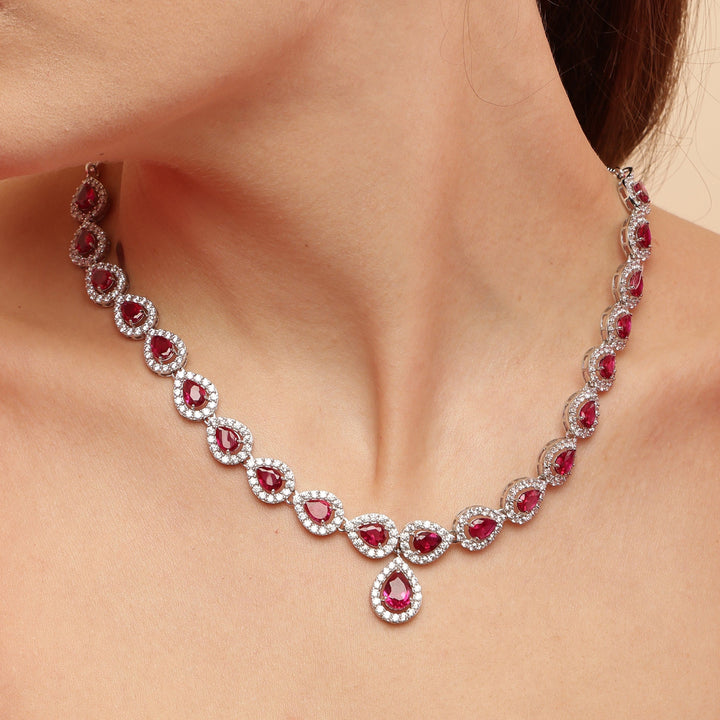 Ruby Love sterling silver necklace set worn look