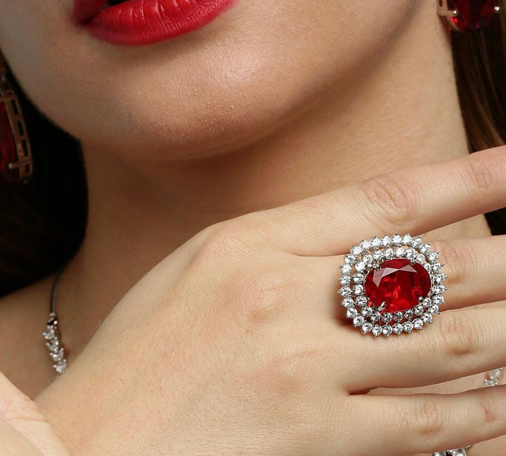 Ruby Statement 925 sterling silver ring front view